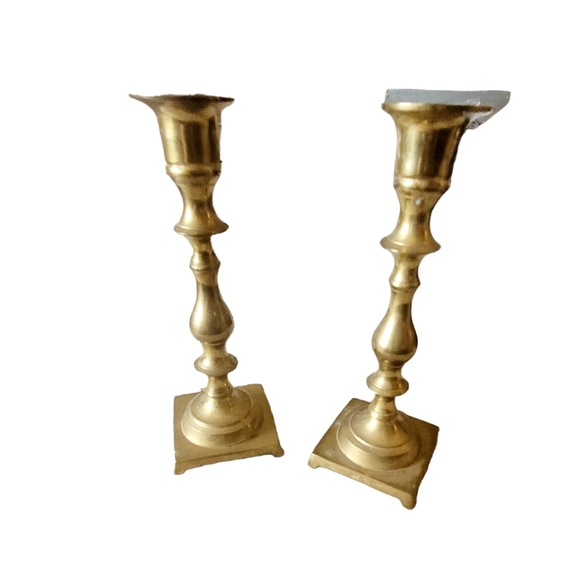 Set of 2 Vintage Brass 7.5" Candle Sticks Made in India - Picture 1 of 5